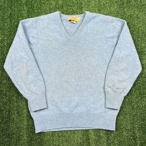 VTG Moffat Woollens Sweater Men's Sky Blue Size 40 M Pure New Wool V-Neck 70s